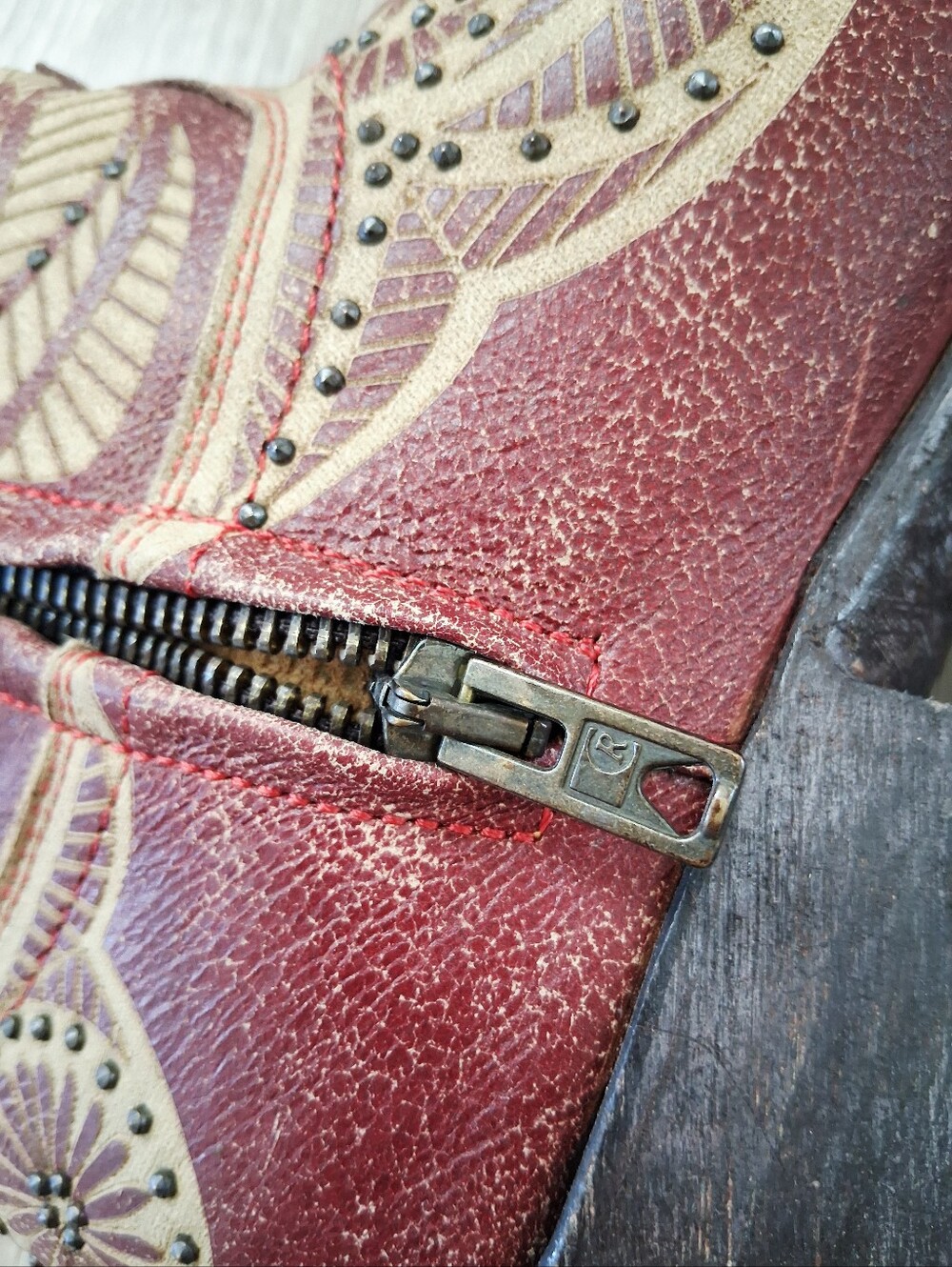 Old Gringo Valentine Dion Boots 2775 Red Distressed Leather Studded Floral - Picture 8 of 16